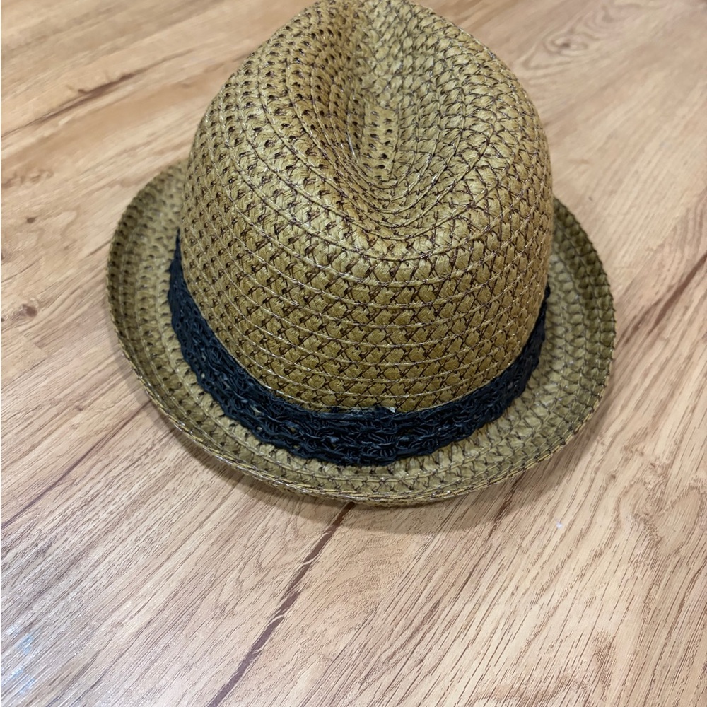 Men's Woven Tan Fedora with Black Band
